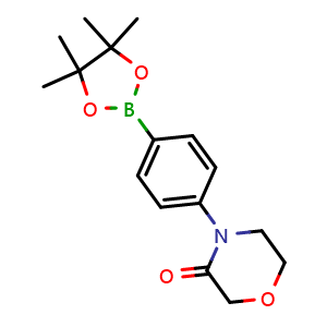 Chemical structure of 4-(4-(4,4,5,5-Tetramethyl-1,3,2-dioxaborolan-2-yl)phenyl)morpholin-3-one , CAS 928631-04-3, AChemBlock AD290395