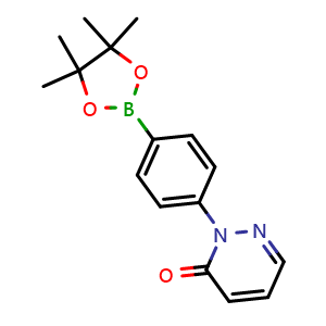 Chemical structure of 2-(4-(4,4,5,5-tetramethyl-1,3,2-dioxaborolan-2-yl)phenyl)pyridazin-3(2H)-one , CAS 2223049-60-1, AChemBlock AD290398