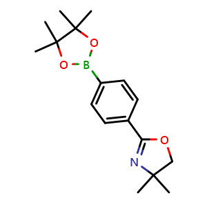 Chemical structure of 4,4-Dimethyl-2-(4-(4,4,5,5-tetramethyl-1,3,2-dioxaborolan-2-yl)phenyl)-4,5-dihydrooxazole , CAS 1417301-55-3, AChemBlock AD290406
