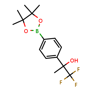 Chemical structure of 1,1,1-Trifluoro-2-(4-(4,4,5,5-tetramethyl-1,3,2-dioxaborolan-2-yl)phenyl)propan-2-ol , CAS 1361221-44-4, AChemBlock AD290412