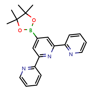 Chemical structure of 4'-(4,4,5,5-Tetramethyl-1,3,2-dioxaborolan-2-yl)-2,2':6',2''-terpyridine , CAS 1176879-36-9, AChemBlock AD290427