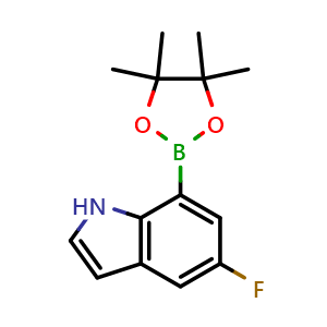 Chemical structure of 5-Fluoro-7-(4,4,5,5-tetramethyl-1,3,2-dioxaborolan-2-yl)-1H-indole , CAS 2409500-77-0, AChemBlock AD290436