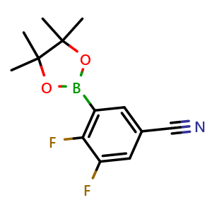 Chemical structure of 3,4-Difluoro-5-(4,4,5,5-tetramethyl-1,3,2-dioxaborolan-2-yl)benzonitrile , CAS 2613289-21-5, AChemBlock AD290444