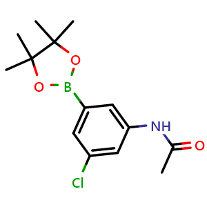 Chemical structure of N-(3-chloro-5-(4,4,5,5-tetramethyl-1,3,2-dioxaborolan-2-yl)phenyl)acetamide , CAS 1025718-81-3, AChemBlock AD290453
