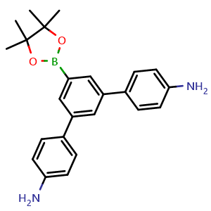 Chemical structure of 5'-(4,4,5,5-Tetramethyl-1,3,2-dioxaborolan-2-yl)-[1,1':3',1''-terphenyl]-4,4''-diamine , CAS 2754262-59-2, AChemBlock AD290454