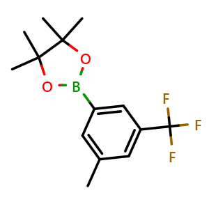 Chemical structure of 4,4,5,5-Tetramethyl-2-(3-methyl-5-(trifluoromethyl)phenyl)-1,3,2-dioxaborolane , CAS 1256358-84-5, AChemBlock AD290455