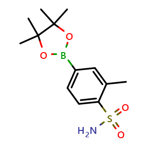 Chemical structure of 2-Methyl-4-(4,4,5,5-tetramethyl-1,3,2-dioxaborolan-2-yl)benzenesulfonamide , CAS 1430628-65-1, AChemBlock AD290470