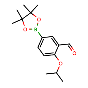 Chemical structure of 2-Isopropoxy-5-(4,4,5,5-tetramethyl-1,3,2-dioxaborolan-2-yl)benzaldehyde , CAS 1352037-85-4, AChemBlock AD290473