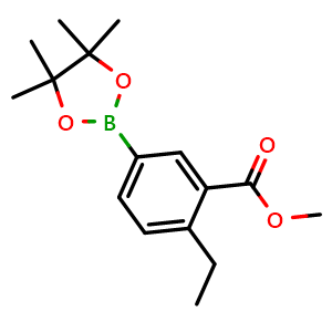 Chemical structure of Methyl 2-ethyl-5-(4,4,5,5-tetramethyl-1,3,2-dioxaborolan-2-yl)benzoate , CAS 1995136-60-1, AChemBlock AD290484