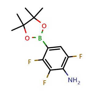 Chemical structure of 2,3,6-Trifluoro-4-(4,4,5,5-tetramethyl-1,3,2-dioxaborolan-2-yl)benzenamine , CAS 2449264-10-0, AChemBlock AD290492