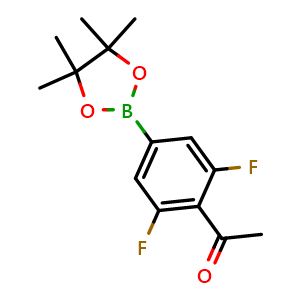 Chemical structure of 1-(2,6-Difluoro-4-(4,4,5,5-tetramethyl-1,3,2-dioxaborolan-2-yl)phenyl)ethan-1-one , CAS 1958099-65-4, AChemBlock AD290496