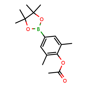 Chemical structure of 2,6-Dimethyl-4-(4,4,5,5-tetramethyl-1,3,2-dioxaborolan-2-yl)phenyl acetate , CAS 1332484-16-8, AChemBlock AD290497