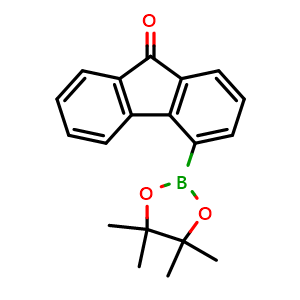 Chemical structure of 4-(4,4,5,5-Tetramethyl-1,3,2-dioxaborolan-2-yl)-9H-fluoren-9-one , CAS 1021018-93-8, AChemBlock AD290501