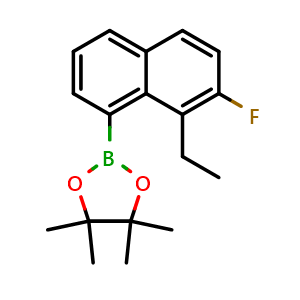 Chemical structure of 2-(8-ethyl-7-fluoro-1-naphthyl)-4,4,5,5-tetramethyl-1,3,2-dioxaborolane , CAS 2848567-14-4, AChemBlock AD290507