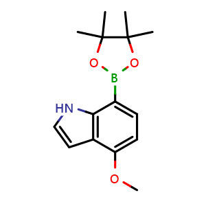 Chemical structure of 4-Methoxy-7-(4,4,5,5-tetramethyl-1,3,2-dioxaborolan-2-yl)-1H-indole , CAS 1506559-89-2, AChemBlock AD290509