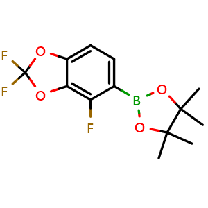 Chemical structure of 2,2,4-Trifluorobenzo[d][1,3]dioxole-5-boronic acid pinacol ester , CAS 1628572-53-1, AChemBlock AD290517