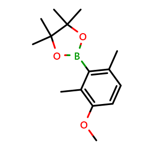 Chemical structure of 2-(3-Methoxy-2,6-dimethylphenyl)-4,4,5,5-tetramethyl-1,3,2-dioxaborolane , CAS 3012641-61-8, AChemBlock AD290520