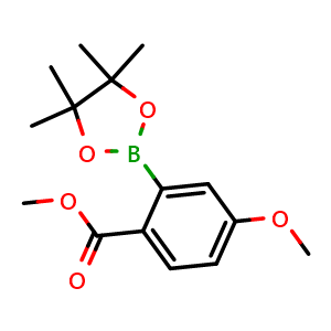 Chemical structure of Methyl 4-methoxy-2-(4,4,5,5-tetramethyl-1,3,2-dioxaborolan-2-yl)benzoate , CAS 1146214-84-7, AChemBlock AD290522