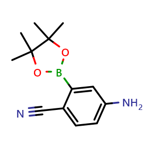 Chemical structure of 4-Amino-2-(tetramethyl-1,3,2-dioxaborolan-2-yl)benzonitrile , CAS 1421322-57-7, AChemBlock AD290525