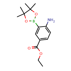 Chemical structure of Ethyl 4-amino-3-(4,4,5,5-tetramethyl-1,3,2-dioxaborolan-2-yl)benzoate , CAS 1352575-02-0, AChemBlock AD290528