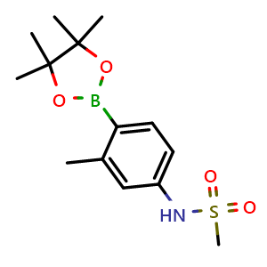 Chemical structure of N-(3-methyl-4-(4,4,5,5-tetramethyl-1,3,2-dioxaborolan-2-yl)phenyl)methanesulfonamide , CAS 1006380-18-2, AChemBlock AD290535