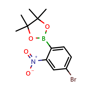 Chemical structure of 2-(4-Bromo-2-nitrophenyl)-4,4,5,5-tetramethyl-1,3,2-dioxaborolane , CAS 1344738-63-1, AChemBlock AD290541