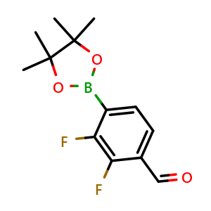 Chemical structure of 2,3-Difluoro-4-(4,4,5,5-tetramethyl-1,3,2-dioxaborolan-2-yl)benzaldehyde , CAS 1331943-76-0, AChemBlock AD290547