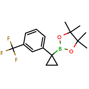 Chemical structure of 1-[3-(Trifluoromethyl)phenyl]cyclopropylboronic Acid Pinacol Ester , CAS 2855115-88-5, AChemBlock AD290551