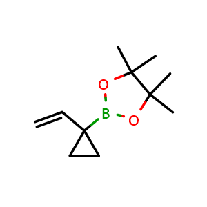 Chemical structure of 4,4,5,5-tetramethyl-2-(1-vinylcyclopropyl)-1,3,2-dioxaborolane , CAS 2412452-97-0, AChemBlock AD290552