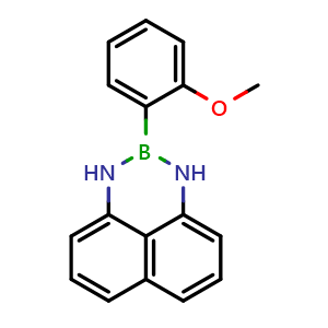 Chemical structure of 2-(2-Methoxyphenyl)-2,3-dihydro-1H-naphtho[1,8-de][1,3,2]diazaborinine , CAS 3031591-37-1, AChemBlock AD290562