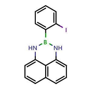 Chemical structure of 2-(2-Iodophenyl)-2,3-dihydro-1H-naphtho[1,8-de][1,3,2]diazaborinine , CAS 1370320-64-1, AChemBlock AD290563