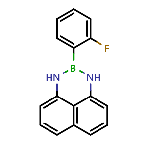 Chemical structure of 2-(2-Fluorophenyl)-2,3-dihydro-1H-naphtho[1,8-de][1,3,2]diazaborinine , CAS 1582787-80-1, AChemBlock AD290564
