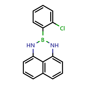 Chemical structure of 2-(2-Chlorophenyl)-2,3-dihydro-1H-naphtho[1,8-de][1,3,2]diazaborinine , CAS 1338697-46-3, AChemBlock AD290565