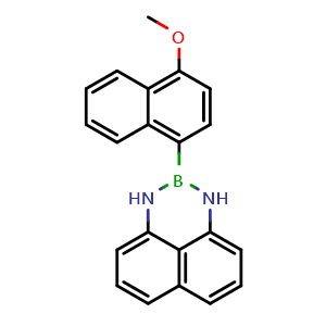 Chemical structure of 2-(4-Methoxynaphthalen-1-yl)-2,3-dihydro-1H-naphtho[1,8-de][1,3,2]diazaborinine , CAS 2133377-81-6, AChemBlock AD290571