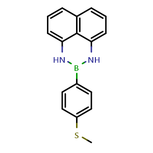 Chemical structure of 2-(4-(Methylthio)phenyl)-2,3-dihydro-1H-naphtho[1,8-de][1,3,2]diazaborinine , CAS 1345697-12-2, AChemBlock AD290575