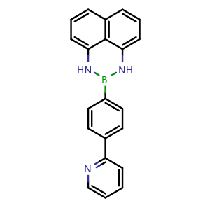 Chemical structure of 2-(4-(Pyridin-2-yl)phenyl)-2,3-dihydro-1H-naphtho[1,8-de][1,3,2]diazaborinine , CAS 950511-26-9, AChemBlock AD290579