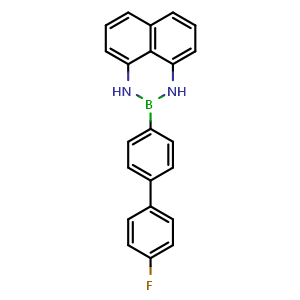 Chemical structure of 2-(4'-Fluoro-[1,1'-biphenyl]-4-yl)-2,3-dihydro-1H-naphtho[1,8-de][1,3,2]diazaborinine , CAS 950511-23-6, AChemBlock AD290582