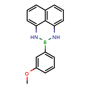 Chemical structure of 2-(3-Methoxyphenyl)-2,3-dihydro-1H-naphtho[1,8-de][1,3,2]diazaborinine , CAS 1159803-56-1, AChemBlock AD290591
