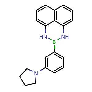 Chemical structure of 2-(3-(Pyrrolidin-1-yl)phenyl)-2,3-dihydro-1H-naphtho[1,8-de][1,3,2]diazaborinine , CAS 1492914-62-1, AChemBlock AD290593
