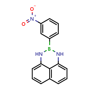 Chemical structure of 2-(3-Nitrophenyl)-2,3-dihydro-1H-naphtho[1,8-de][1,3,2]diazaborinine , CAS 3086126-19-1, AChemBlock AD290599