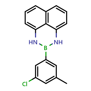Chemical structure of 2-(3-Chloro-5-methylphenyl)-2,3-dihydro-1H-naphtho[1,8-de][1,3,2]diazaborinine , CAS 2647471-66-5, AChemBlock AD290602