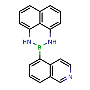 Chemical structure of 2-(Isoquinolin-5-yl)-2,3-dihydro-1H-naphtho[1,8-de][1,3,2]diazaborinine , CAS 2133378-06-8, AChemBlock AD290609