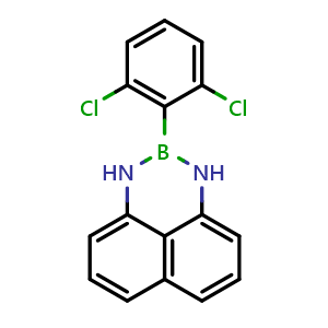 Chemical structure of 2-(2,6-Dichlorophenyl)-2,3-dihydro-1H-naphtho[1,8-de][1,3,2]diazaborinine , CAS 3023747-39-6, AChemBlock AD290613