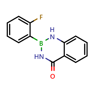 Chemical structure of 2-(2-Fluorophenyl)-2,3-dihydrobenzo[d][1,3,2]diazaborinin-4(1H)-one , CAS 2319681-57-5, AChemBlock AD290623