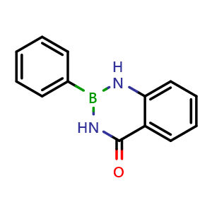 Chemical structure of 2-Phenyl-2,3-dihydrobenzo[d][1,3,2]diazaborinin-4(1H)-one , CAS 28249-75-4, AChemBlock AD290626