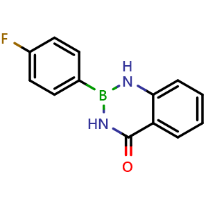 Chemical structure of 2-(4-Fluorophenyl)-2,3-dihydrobenzo[d][1,3,2]diazaborinin-4(1H)-one , CAS 1449074-31-0, AChemBlock AD290627