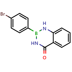 Chemical structure of 2-(4-Bromophenyl)-2,3-dihydrobenzo[d][1,3,2]diazaborinin-4(1H)-one , CAS 1296939-25-7, AChemBlock AD290630