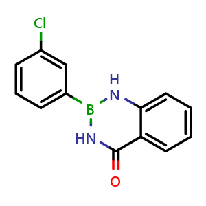 Chemical structure of 2-(3-Chlorophenyl)-2,3-dihydrobenzo[d][1,3,2]diazaborinin-4(1H)-one , CAS 1449074-33-2, AChemBlock AD290631