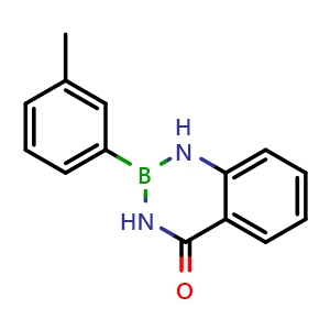 Chemical structure of 2-(m-tolyl)-2,3-dihydrobenzo[d][1,3,2]diazaborinin-4(1H)-one , CAS 1296939-21-3, AChemBlock AD290632