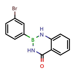 Chemical structure of 2-(3-Bromophenyl)-2,3-dihydrobenzo[d][1,3,2]diazaborinin-4(1H)-one , CAS 1296939-26-8, AChemBlock AD290633